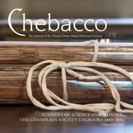 cover of Chebacco journal featuring a close up of old notebooks bound with cotton string